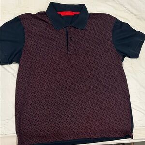 Carolina Herrera Black and Dark Red Polo Shirt